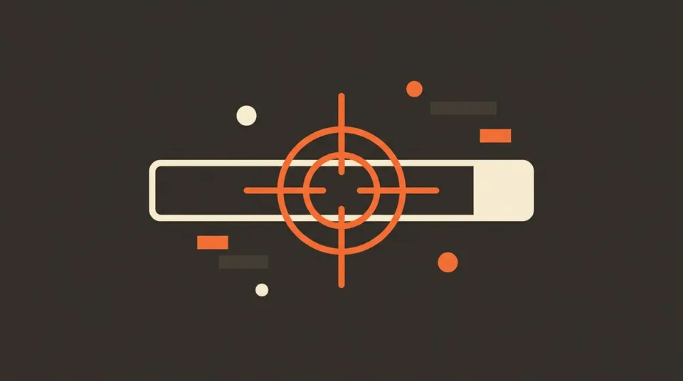Illustration of a search bar with a crosshair target, representing keyword targeting