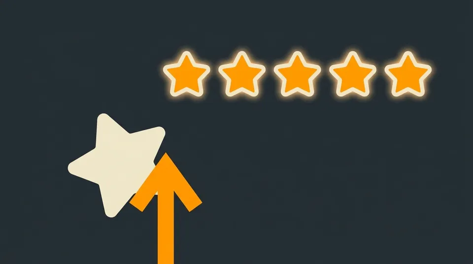 Illustration of a dim star lifted upward toward bright stars, representing negative review recovery