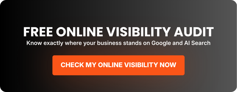 Free online visibility audit graphic with call-to-action button for checking business performance on Google and AI search.