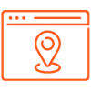 Icon of a browser window displaying a map pin location marker, representing local search optimization and Google Business Profile management.