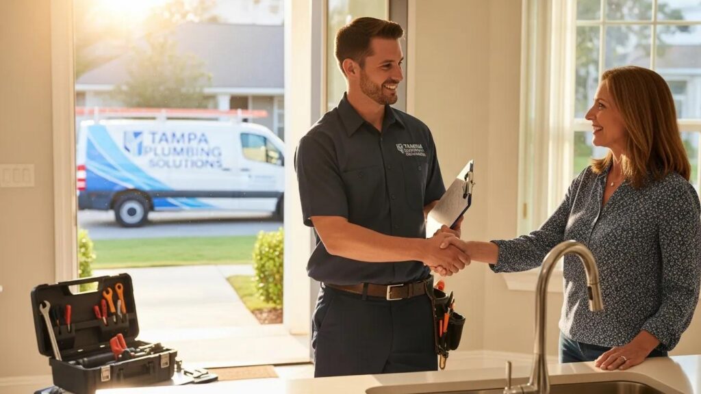 Tampa home service professional assisting a customer, emphasizing local SEO strategies