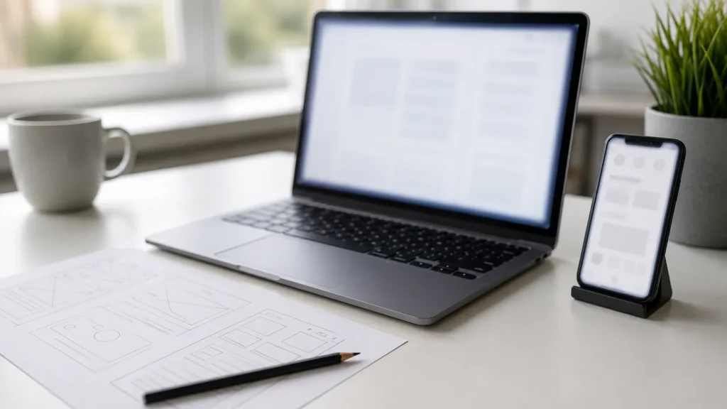 Laptop and smartphone displaying website interface for HVAC lead generation optimization.