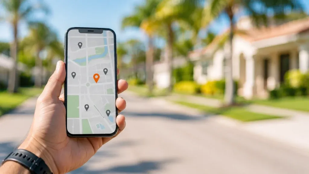 A person holding a smartphone displaying a map with location markers, symbolizing the importance